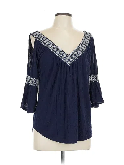 Pre-owned Assorted Brands 3/4 Sleeve Blouse In Blue