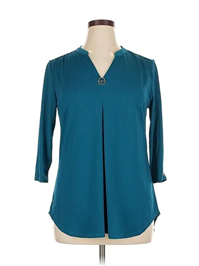 Pre-owned Assorted Brands 3/4 Sleeve Blouse In Blue