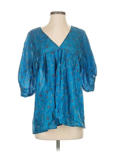 Pre-owned Assorted Brands 3/4 Sleeve Blouse In Blue