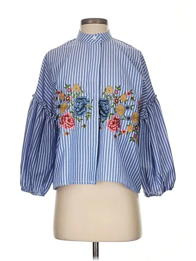 Pre-owned Assorted Brands 3/4 Sleeve Blouse In Blue
