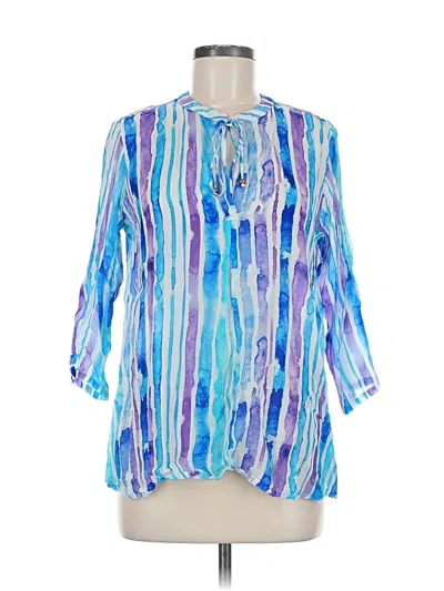 Pre-owned Assorted Brands 3/4 Sleeve Blouse In Blue