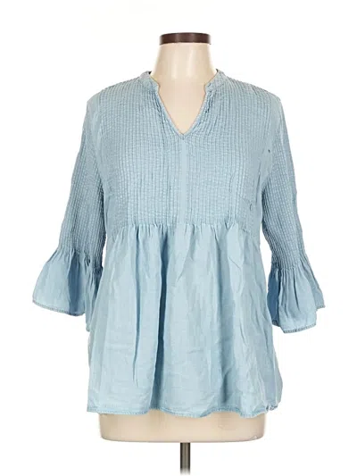 Pre-owned Assorted Brands 3/4 Sleeve Blouse In Blue