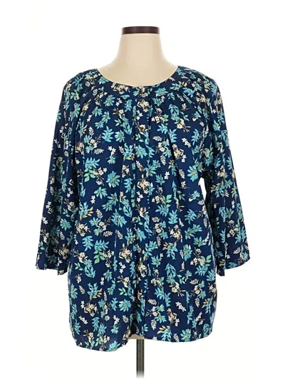 Pre-owned Assorted Brands 3/4 Sleeve Blouse In Blue