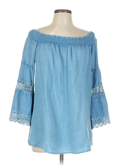 Pre-owned Assorted Brands 3/4 Sleeve Blouse In Blue