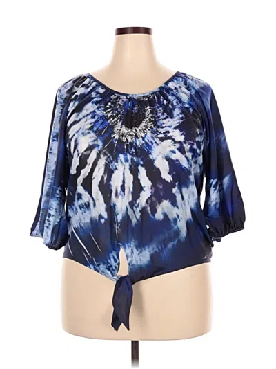 Pre-owned Assorted Brands 3/4 Sleeve Blouse In Blue