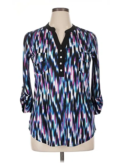 Pre-owned Assorted Brands 3/4 Sleeve Blouse In Blue