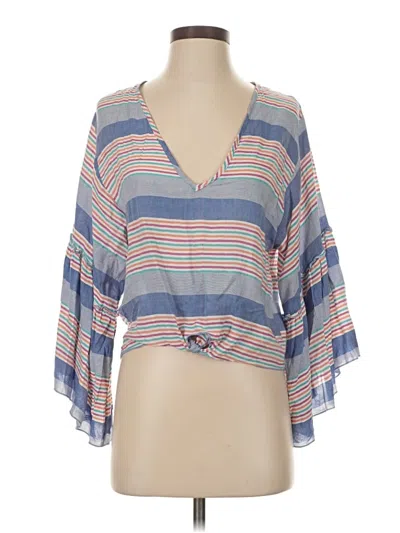 Pre-owned Assorted Brands 3/4 Sleeve Blouse In Blue