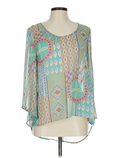 Pre-owned Assorted Brands 3/4 Sleeve Blouse In Blue