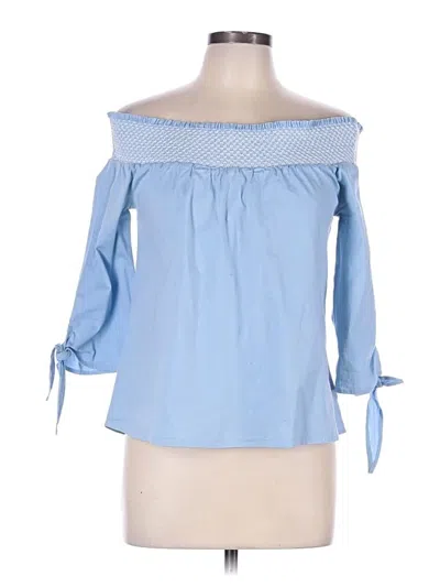 Pre-owned Assorted Brands 3/4 Sleeve Blouse In Blue