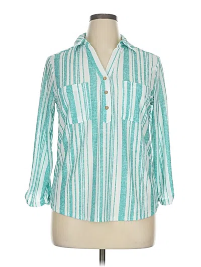 Pre-owned Assorted Brands 3/4 Sleeve Blouse In Blue