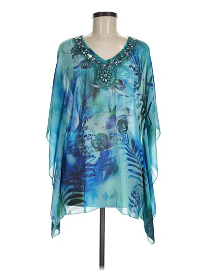 Pre-owned Assorted Brands 3/4 Sleeve Blouse In Blue