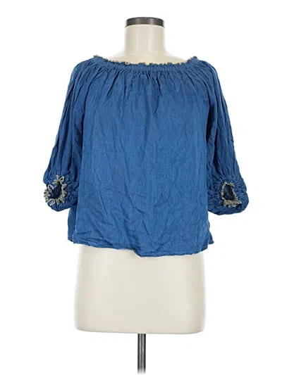 Pre-owned Assorted Brands 3/4 Sleeve Blouse In Blue