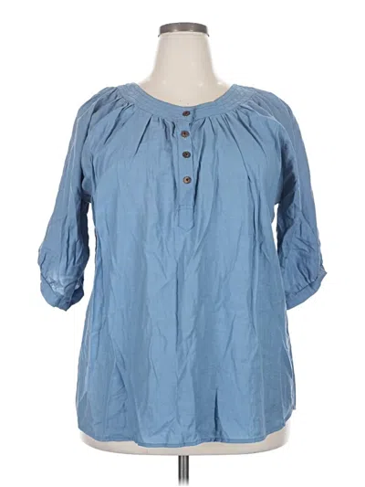 Pre-owned Assorted Brands 3/4 Sleeve Blouse In Blue