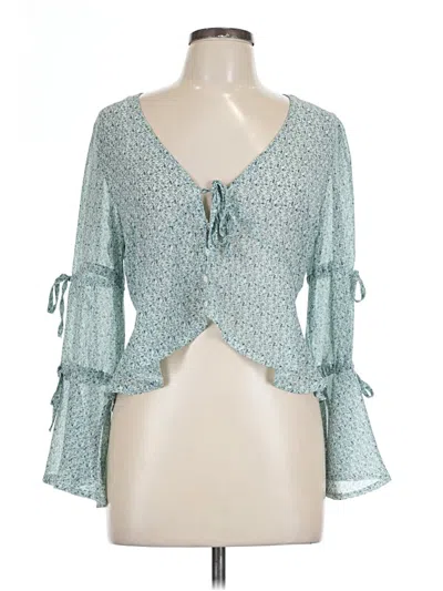 Pre-owned Assorted Brands 3/4 Sleeve Blouse In Blue