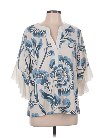 Pre-owned Assorted Brands 3/4 Sleeve Blouse In Blue