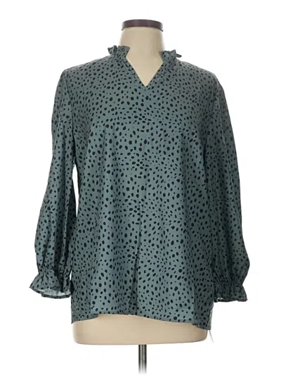 Pre-owned Assorted Brands 3/4 Sleeve Blouse In Blue