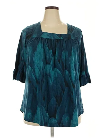 Pre-owned Assorted Brands 3/4 Sleeve Blouse In Blue