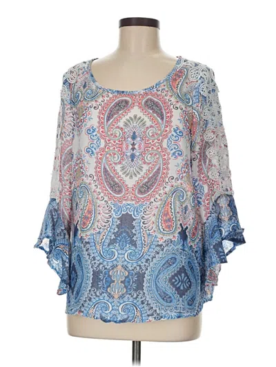 Pre-owned Assorted Brands 3/4 Sleeve Blouse In Blue