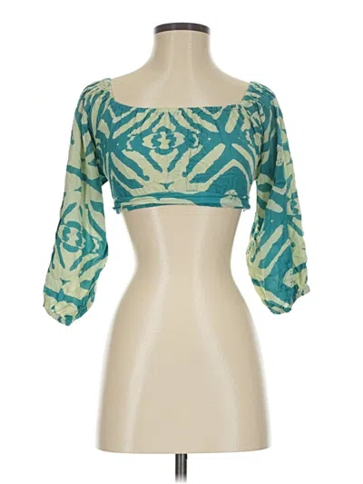 Pre-owned Assorted Brands 3/4 Sleeve Blouse In Blue