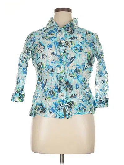 Pre-owned Assorted Brands 3/4 Sleeve Blouse In Blue