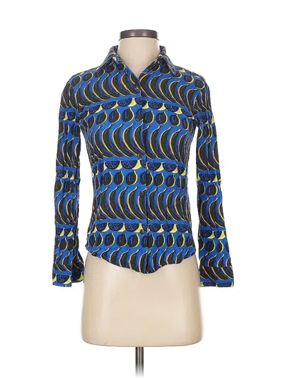 Pre-owned Assorted Brands 3/4 Sleeve Blouse In Blue