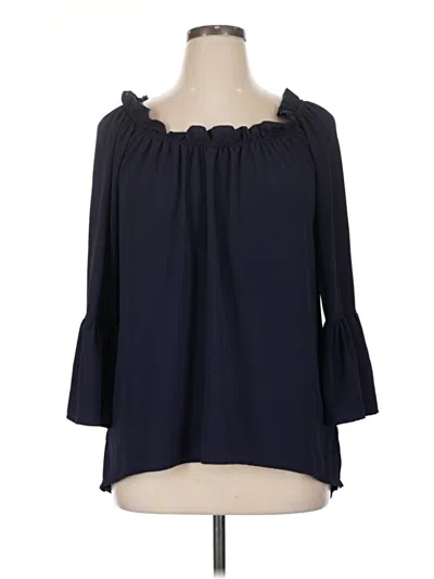 Pre-owned Assorted Brands 3/4 Sleeve Blouse In Blue