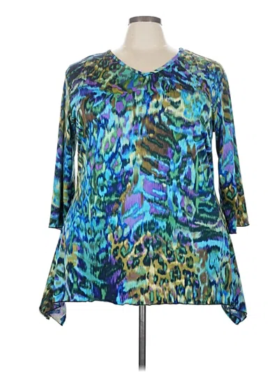 Pre-owned Assorted Brands 3/4 Sleeve Blouse In Blue