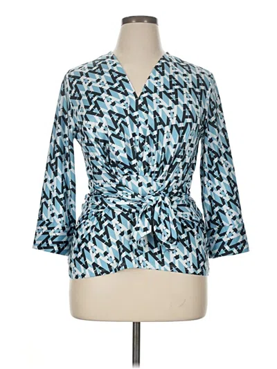 Pre-owned Assorted Brands 3/4 Sleeve Blouse In Blue