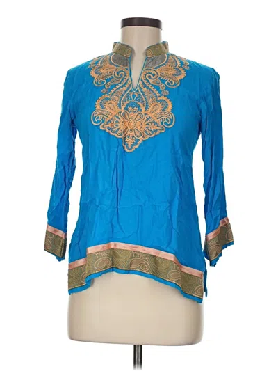 Pre-owned Assorted Brands 3/4 Sleeve Blouse In Blue