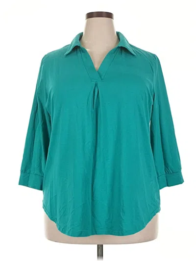 Pre-owned Assorted Brands 3/4 Sleeve Blouse In Blue