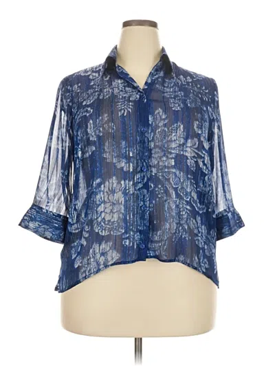 Pre-owned Assorted Brands 3/4 Sleeve Blouse In Blue