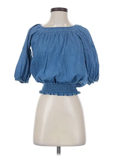 Pre-owned Assorted Brands 3/4 Sleeve Blouse In Blue