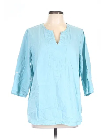 Pre-owned Assorted Brands 3/4 Sleeve Blouse In Blue