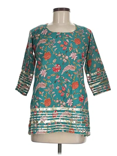 Pre-owned Assorted Brands 3/4 Sleeve Blouse In Blue