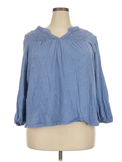 Pre-owned Assorted Brands 3/4 Sleeve Blouse In Blue