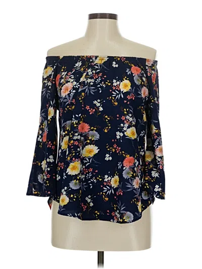 Pre-owned Assorted Brands 3/4 Sleeve Blouse In Blue