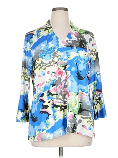 Pre-owned Assorted Brands 3/4 Sleeve Blouse In Blue