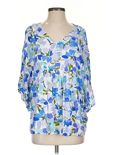 Pre-owned Assorted Brands 3/4 Sleeve Blouse In Blue