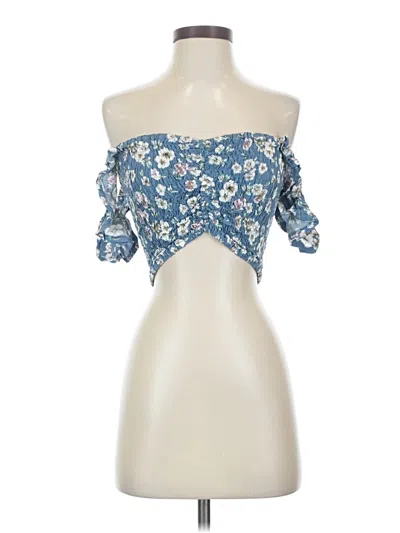 Pre-owned Assorted Brands 3/4 Sleeve Blouse In Blue