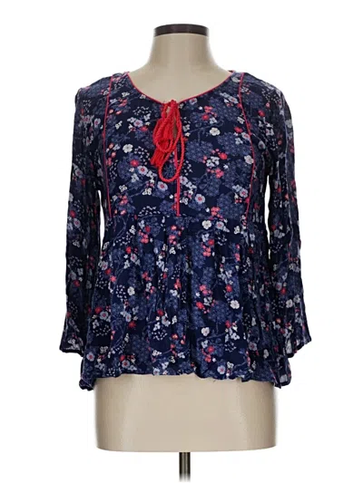 Pre-owned Assorted Brands 3/4 Sleeve Blouse In Blue