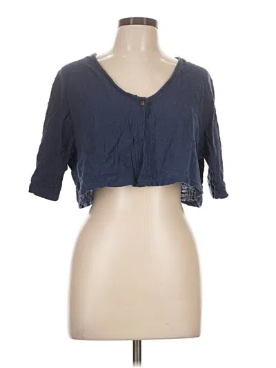 Pre-owned Assorted Brands 3/4 Sleeve Blouse In Blue