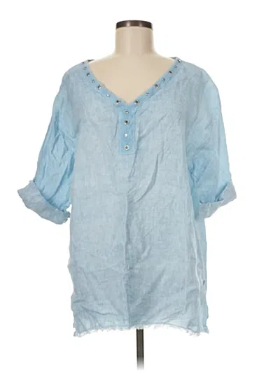 Pre-owned Assorted Brands 3/4 Sleeve Blouse In Blue