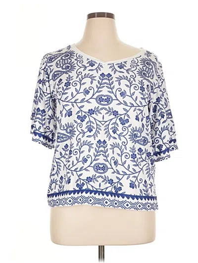 Pre-owned Assorted Brands 3/4 Sleeve Blouse In Blue