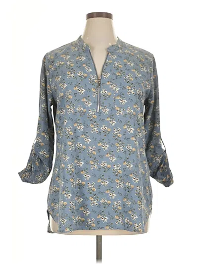 Pre-owned Assorted Brands 3/4 Sleeve Blouse In Blue