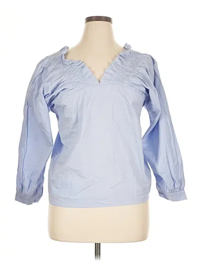 Pre-owned Assorted Brands 3/4 Sleeve Blouse In Blue