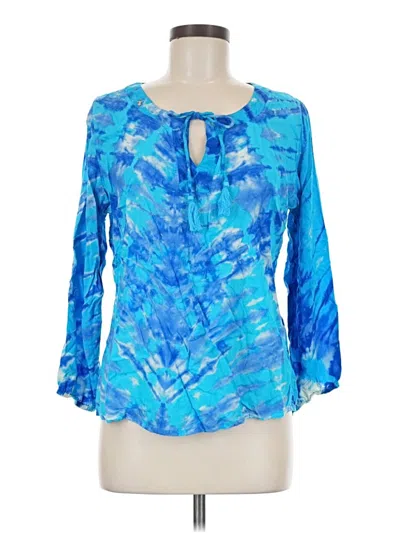 Pre-owned Assorted Brands 3/4 Sleeve Blouse In Blue