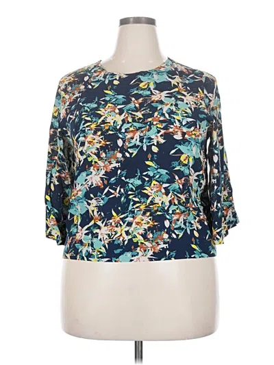 Pre-owned Assorted Brands 3/4 Sleeve Blouse In Blue