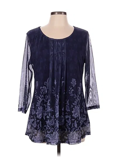 Pre-owned Assorted Brands 3/4 Sleeve Blouse In Blue