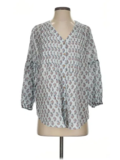 Pre-owned Assorted Brands 3/4 Sleeve Blouse In Blue