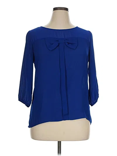 Pre-owned Assorted Brands 3/4 Sleeve Blouse In Blue